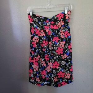Xhilaration Floral Strapless Tunic Top Blouse Womens size Small